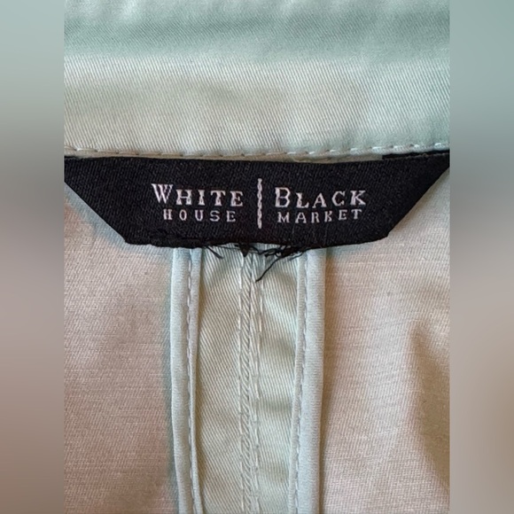White House Black Market mint green ruffle trench jacket size large - Picture 8 of 9